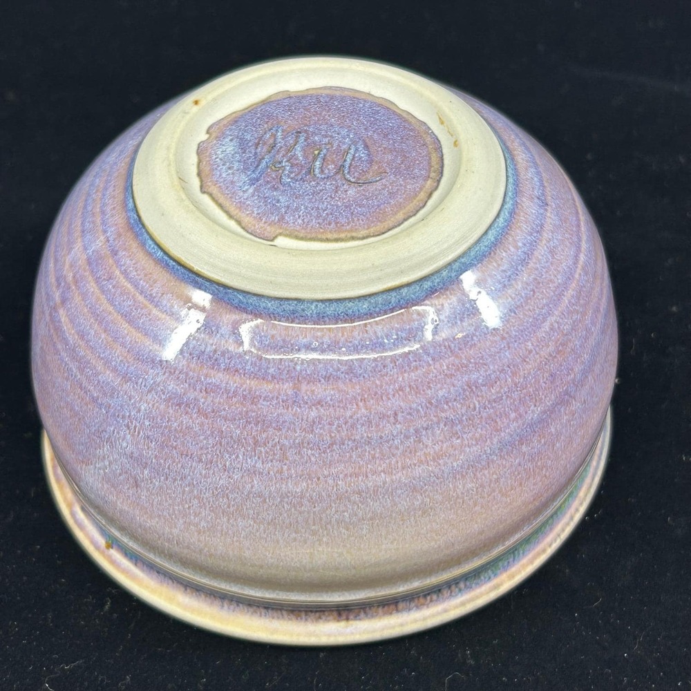 Handmade Pottery Bowl Lavender Glaze Handthrown Signed Studio Pottery - Picture 8 of 12